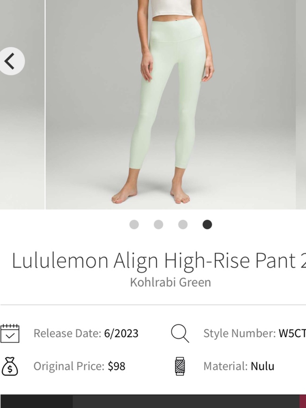 NWOT lululemon Align High-Rise Pant 25" - Kohlrabi Green